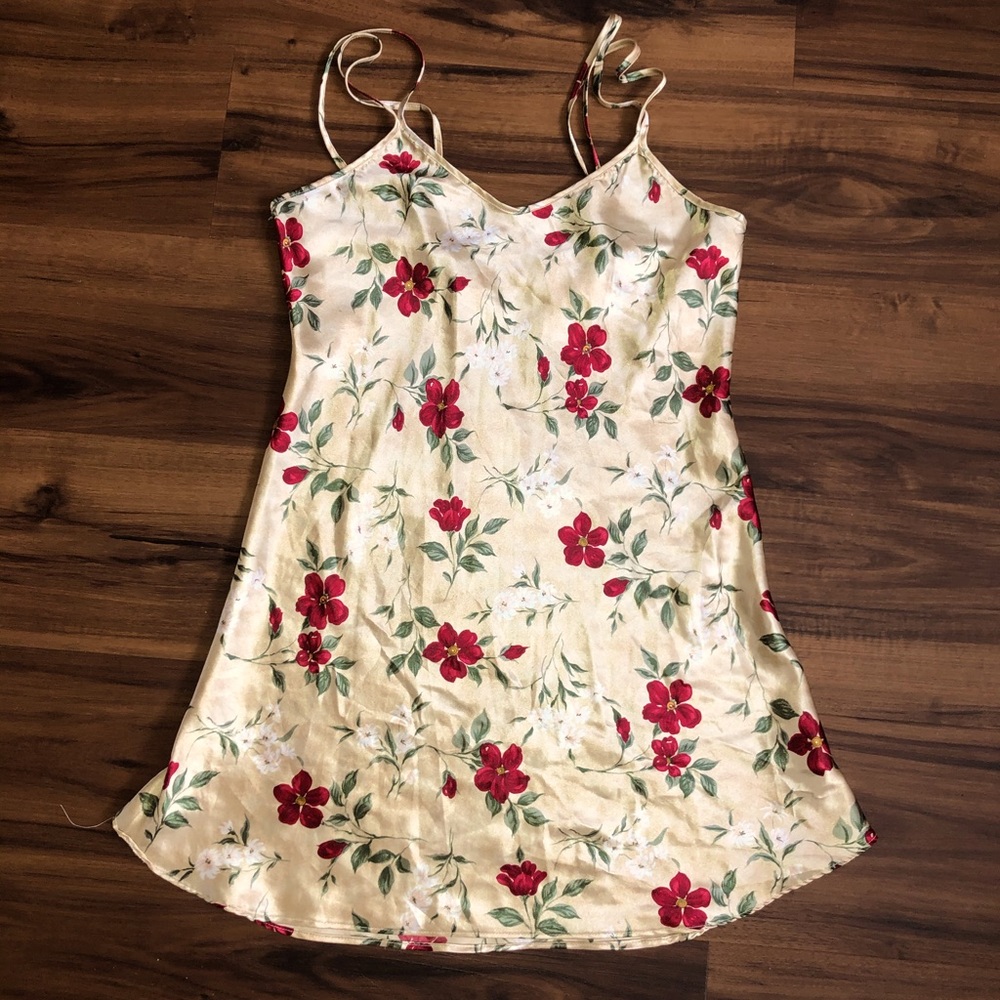 gold silk slip dress